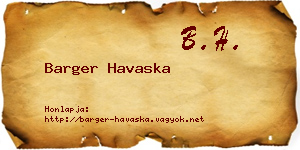 Barger Havaska névjegykártya